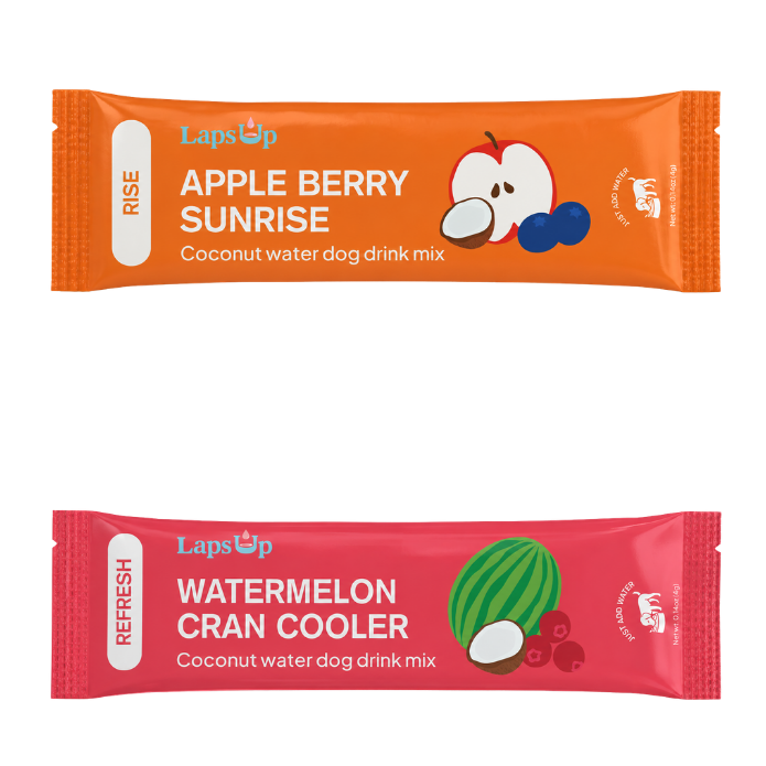 Try LapsUp free — one RISE + one REFRESH packet. Apple Berry Sunrise meets Watermelon Cran Cooler. Their water, upgraded. Dropping July 2026.